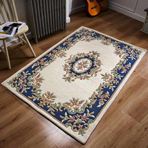 Image of Royal Cream Blue Area Rug RUGSANDROOMS 