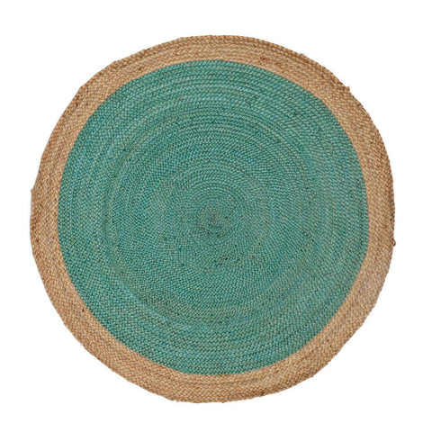 Image of Oculus Handmade Round Jute Rug , Natural Turquoise cvsonia 