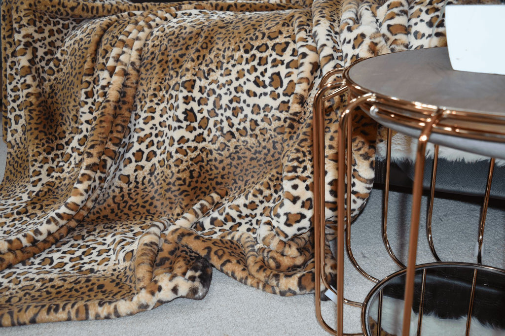Jaguar Print Faux Fur Throw RUGSANDROOMS 