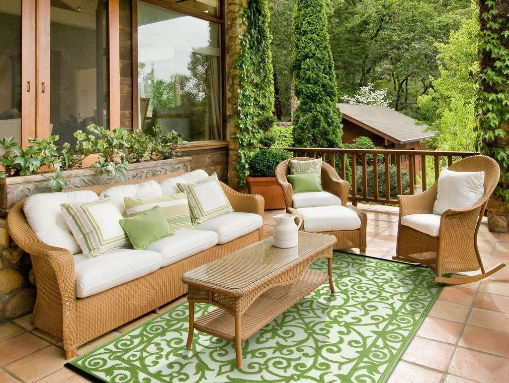 Gala Herbal Garden & Ivory Indoor-Outdoor Reversible Rug cvsonia 