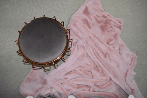 Image of Sunday Pink Faux Fur Throw RUGSANDROOMS 