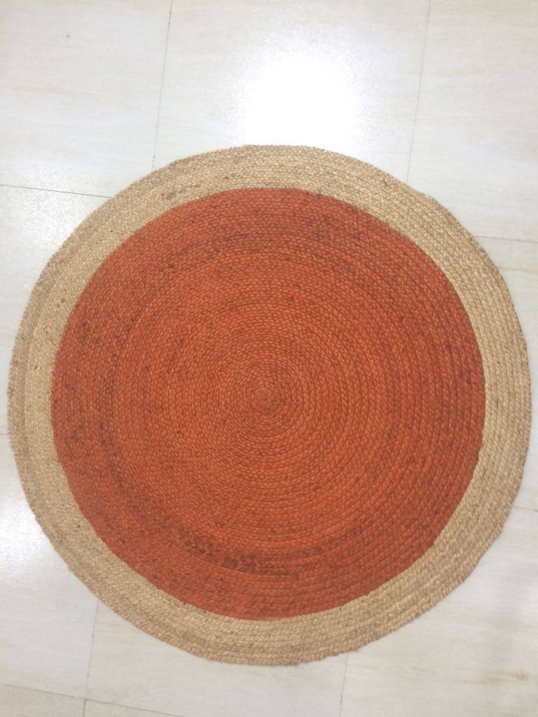 Oculus Handmade Round Jute Rug , Natural Orange cvsonia 