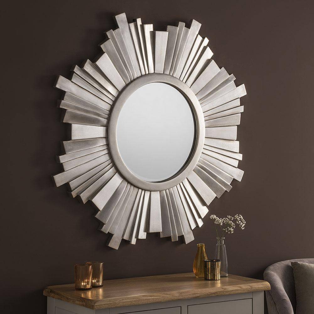 Florence Circular Silver Mirror gagandeepstore 