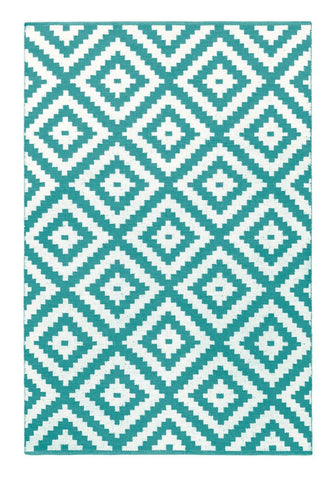Image of Ava Turquoise Indoor/ Outdoor Reversible Polyester Recycled Fibre Rug RUGSANDROOMS 