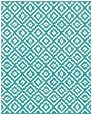 Ava Turquoise Indoor/ Outdoor Reversible Polyester Recycled Fibre Rug RUGSANDROOMS 