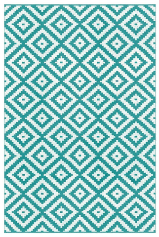 Image of Ava Turquoise Indoor/ Outdoor Reversible Polyester Recycled Fibre Rug RUGSANDROOMS 