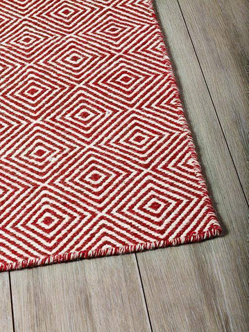 Diamond Red Indoor/ Outdoor Reversible Polyester Recycled Fibre Rug RUGSANDROOMS 