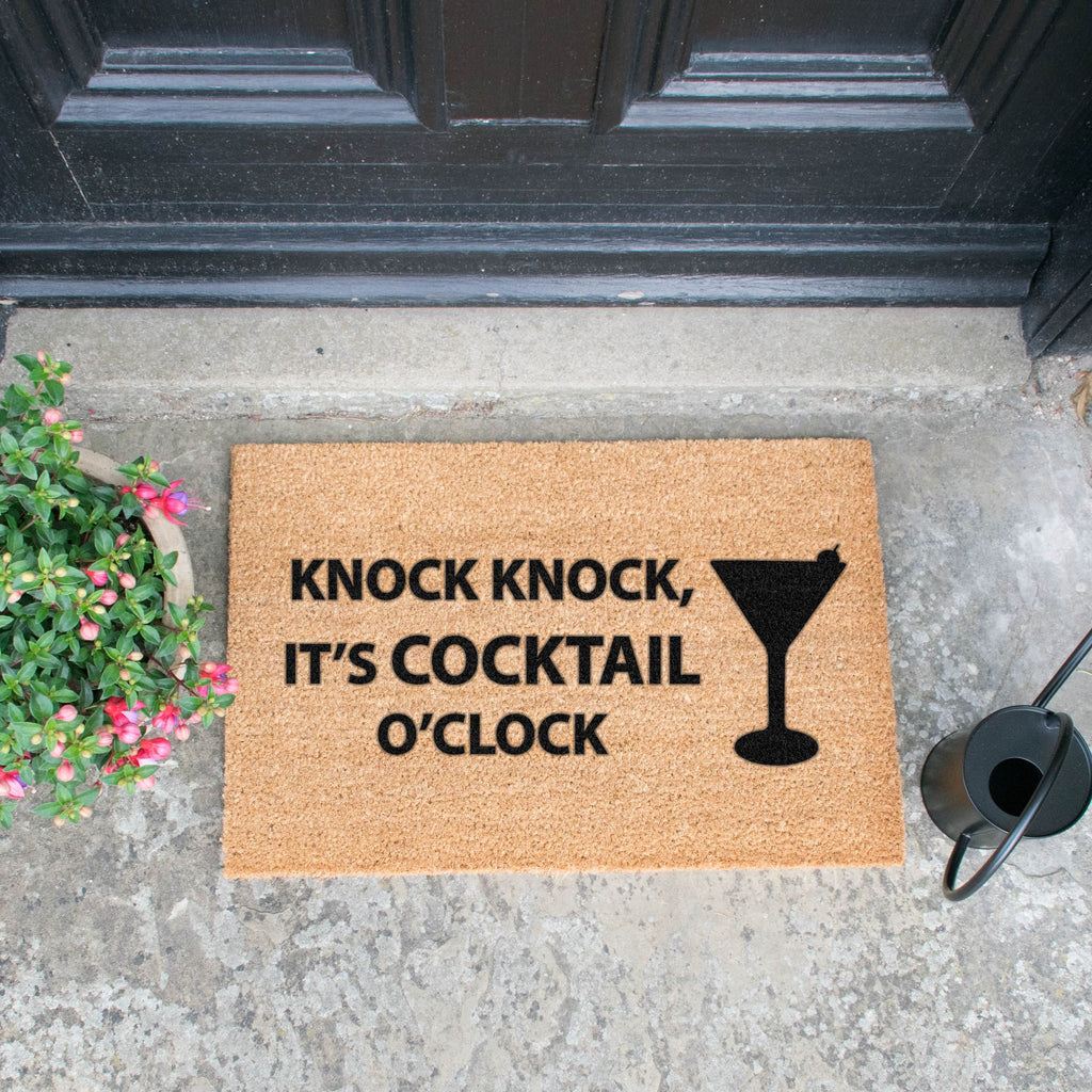 Knock Knock It's Cocktail O'Clock doormat RUGSANDROOMS 