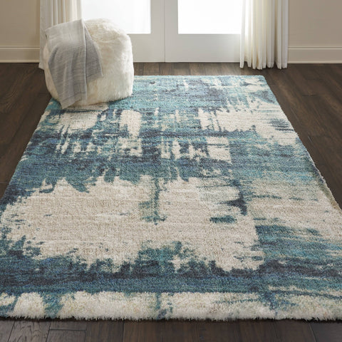 Image of Corsica Shag Blue Area Rug RUGSANDROOMS 