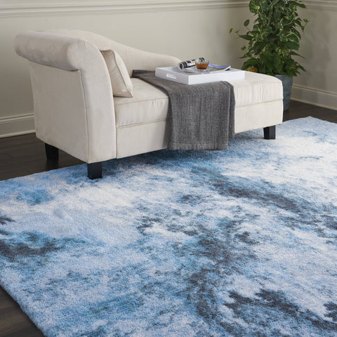 Image of Shaggy Blue/Multi Area Rug RUGSANDROOMS 