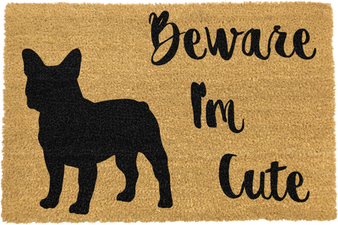 Beware I'm Cute French Bulldog Doormat