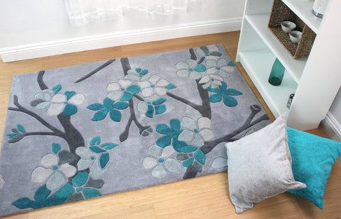 Image of Karina Teal Area Rug RUGSANDROOMS 