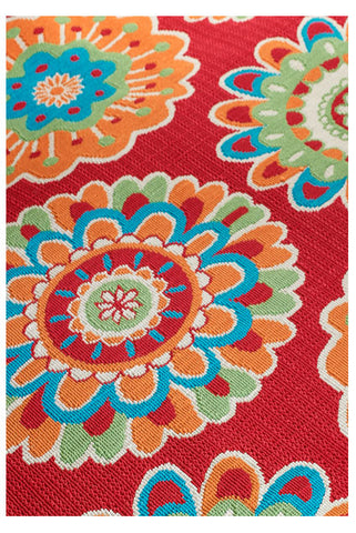 Image of Floral Red Indoor/ Outdoor Area Rug