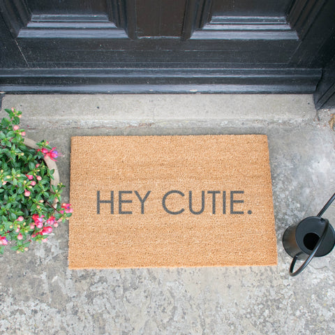 Hey Cutie Grey Doormat