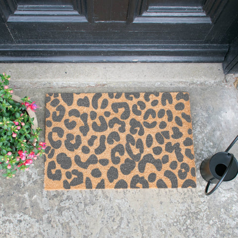 Leopard Print Grey Doormat