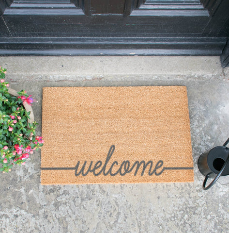 Welcome Scribble Grey Doormat