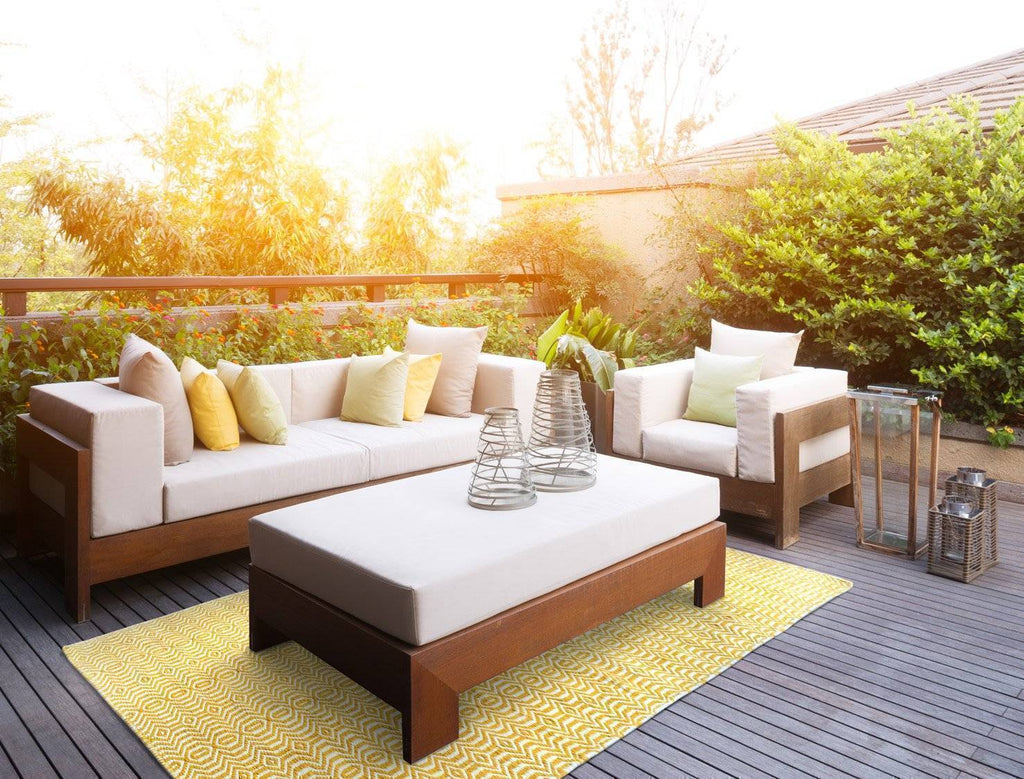 Viva Yellow Indoor/ Outdoor Reversible Polyester Recycled Fibre Rug RUGSANDROOMS 