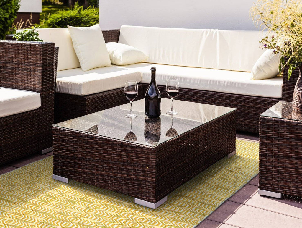 Viva Yellow Indoor/ Outdoor Reversible Polyester Recycled Fibre Rug RUGSANDROOMS 