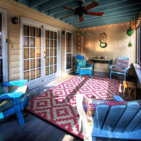 Image of Nirvana Pink & Cream Indoor-Outdoor Reversible Rug cvsonia 