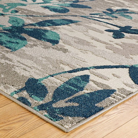 Image of Hana Grey/Blue Area Rug RUGSANDROOMS 