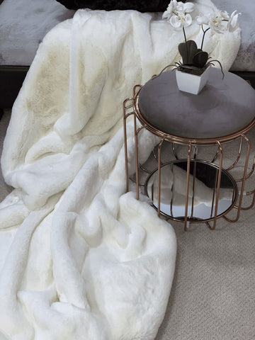 Image of Butter Cream Faux Fur Throw RUGSANDROOMS 