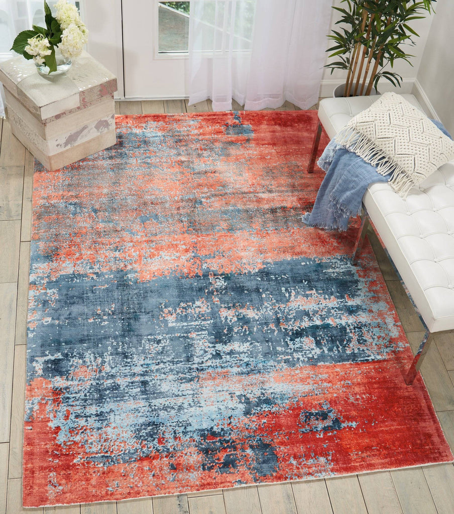 Kathy Ireland Safari Dreams Blue/Brick Area Rug RUGSANDROOMS 