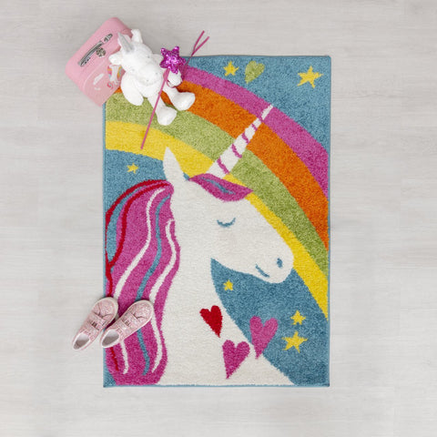 Image of Kid's Unicorn Castle Area Rug RUGSANDROOMS 
