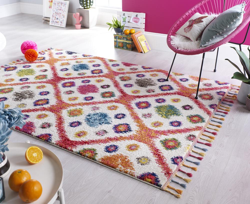 Multi Coloured Polyester Rug Samantha Diamond Moroccan Multi Coloured Area Rug – Rugs & Rooms