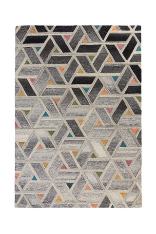 Image of Thick Ombre Grey and Multi Geometric Area Rug
