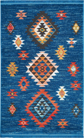 Image of Navajo Blue Area Rug RUGSANDROOMS 