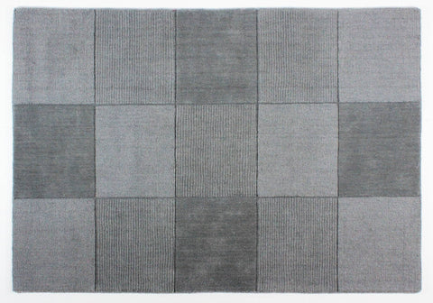 Wool Squares Light Grey Area Rug RUGSANDROOMS 