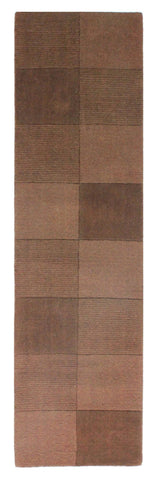 Wool Squares Brown Area Rug RUGSANDROOMS 
