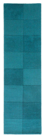 Image of Wool Squares Teal Area Rug RUGSANDROOMS 