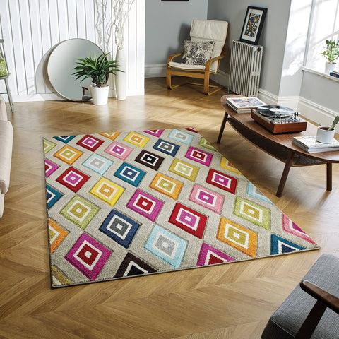 Image of Bay Multi-coloured Area Rug RUGSANDROOMS 