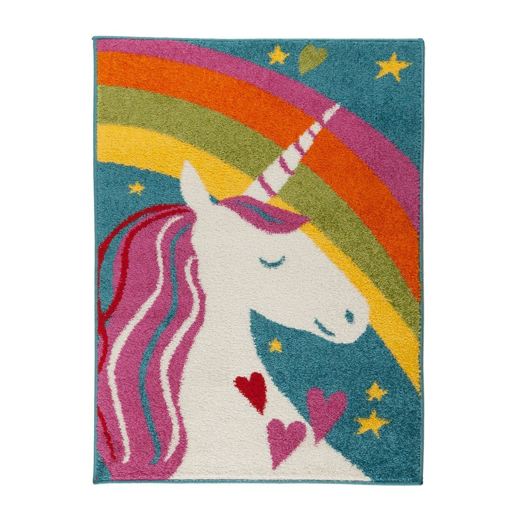 Kid's Unicorn Castle Area Rug RUGSANDROOMS 