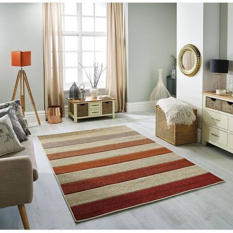 Image of Portland Striped Cream/Beige Area Rug RUGSANDROOMS 