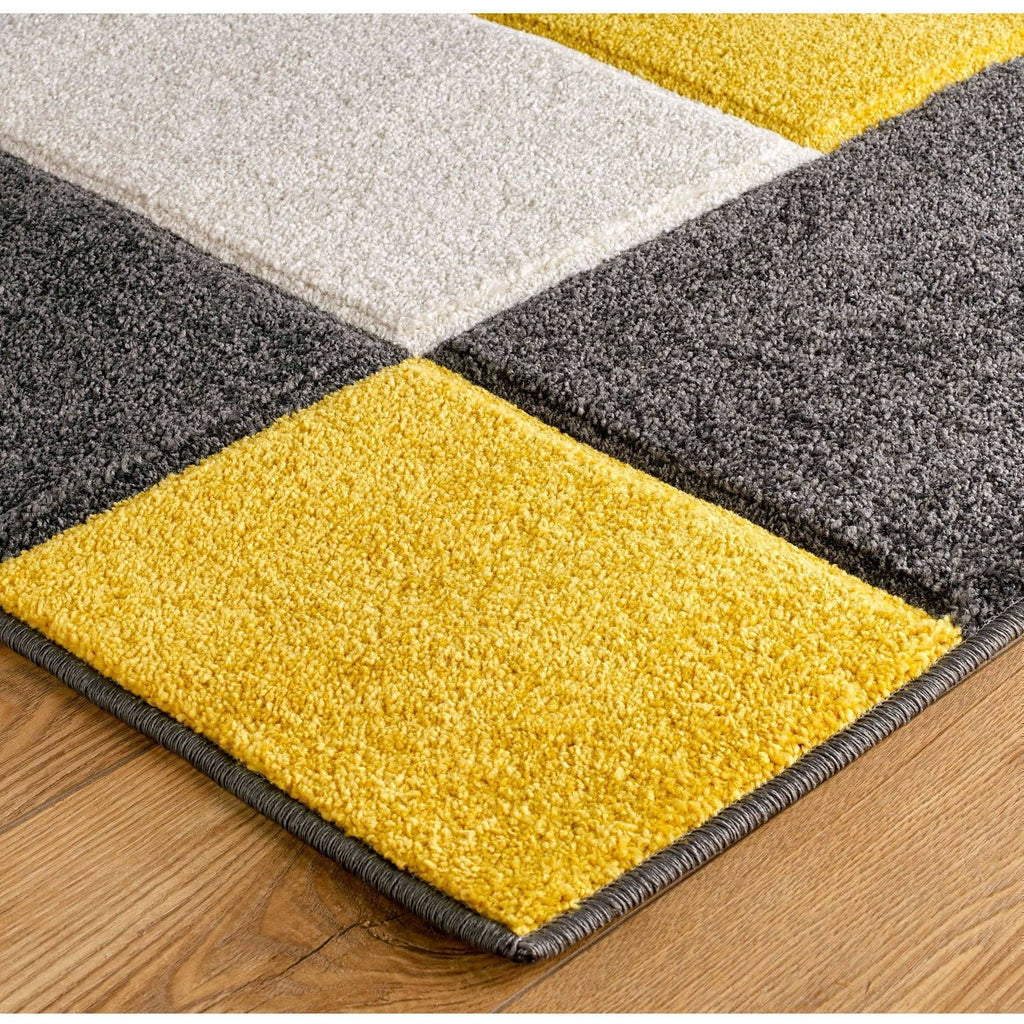 Beige Grey/Yellow Area Rug RUGSANDROOMS 