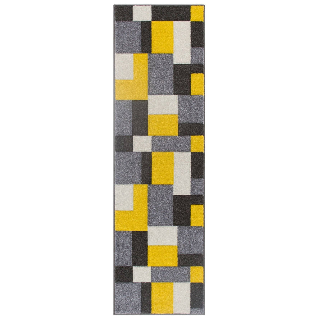 Beige Grey/Yellow Area Rug RUGSANDROOMS 