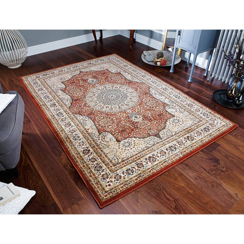 Image of Classic Royal Beige/Red Area Rug RUGSANDROOMS 