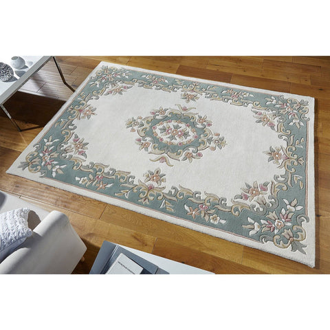 Royal Cream Green Area Rug RUGSANDROOMS 