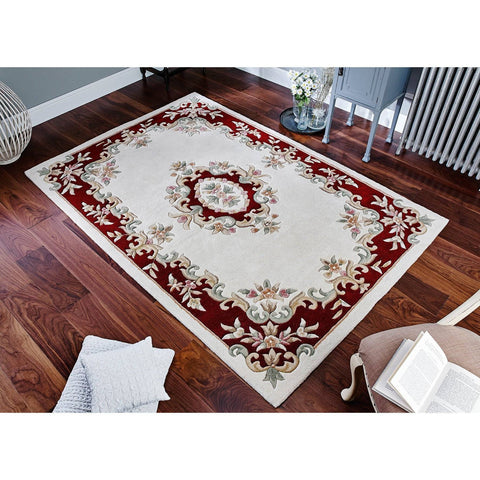 Royal Cream Red Area Rug RUGSANDROOMS 