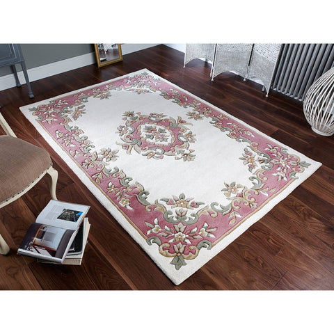 Image of Royal Cream Rose Area Rug RUGSANDROOMS 