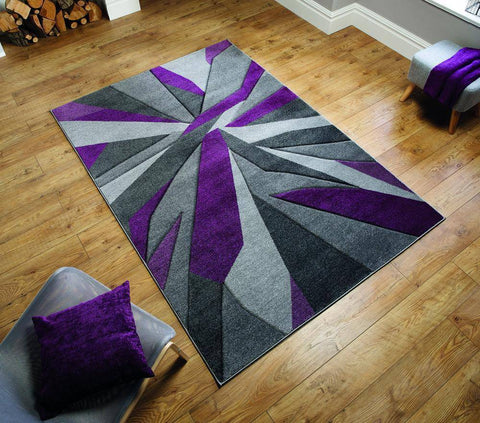 Image of Shatter Purple/Grey Area Rug RUGSANDROOMS 
