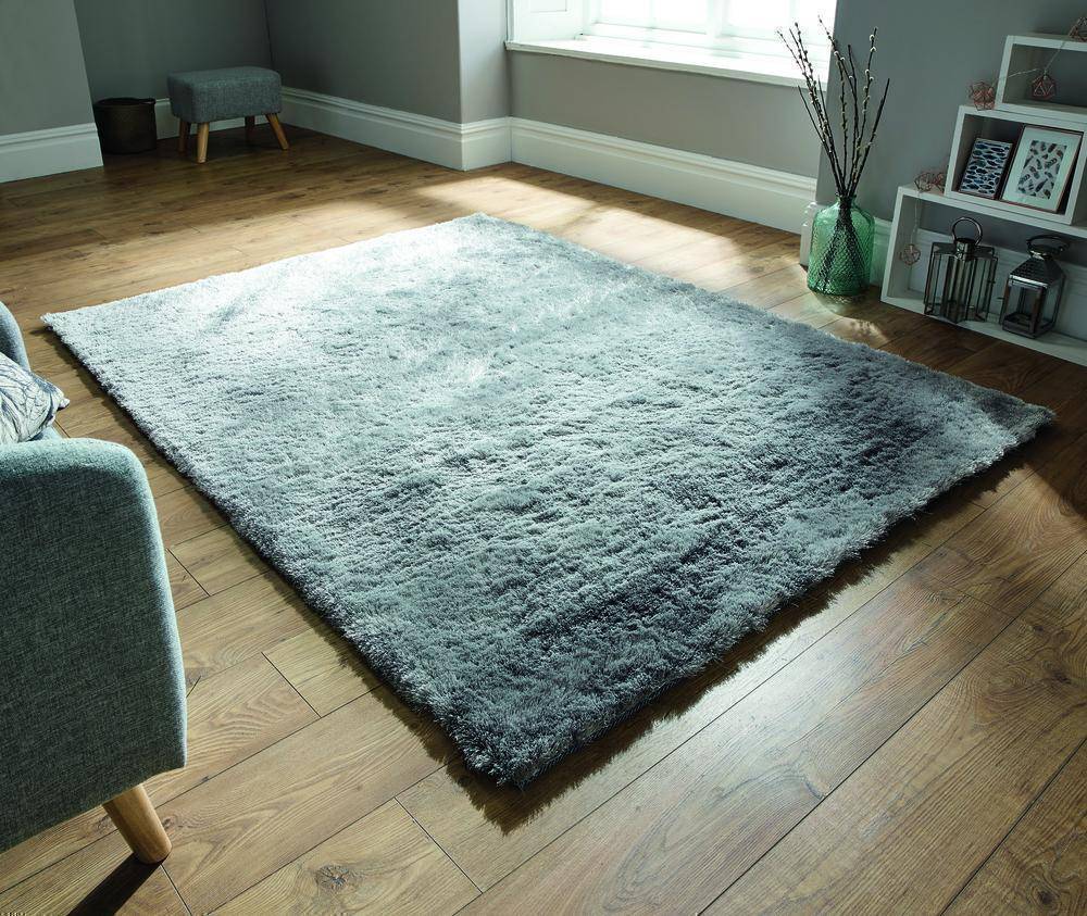 Soft Silver Shaggy Rug RUGSANDROOMS 