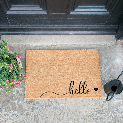 Hello Scribble Heart Doormat