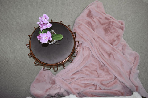 Sunday Pink Faux Fur Throw RUGSANDROOMS 