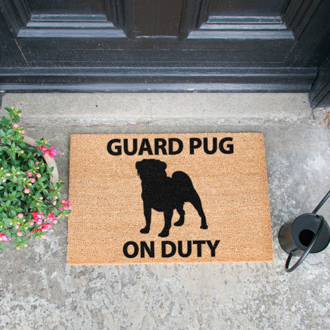Guard Pug doormat RUGSANDROOMS 