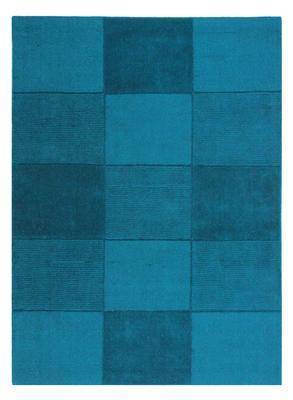 Image of Wool Squares Teal Area Rug RUGSANDROOMS 