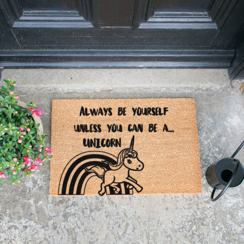 Unicorns Welcome, Humans By Appointment Doormat RUGSANDROOMS 