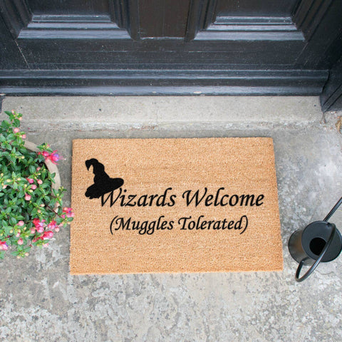 Wizards Welcome , Muggles Tolerated Doormat RUGSANDROOMS 